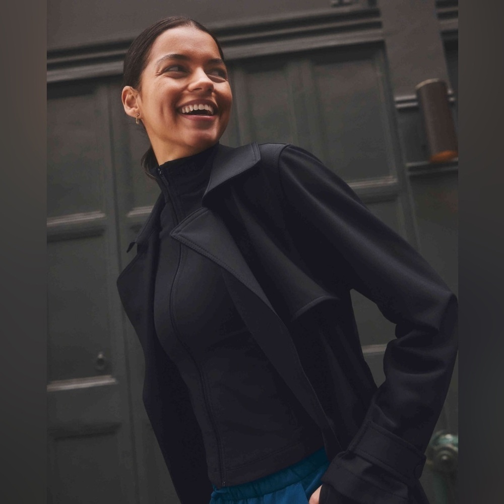 NWT Athleta Stellar Black Trench Coat Size XL